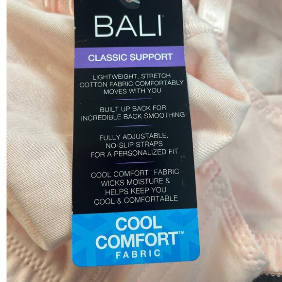 New Bali 42C Double Support Wirefree 4-Hook Style DF3036 Pink Adjustable Bra - Picture 4 of 5